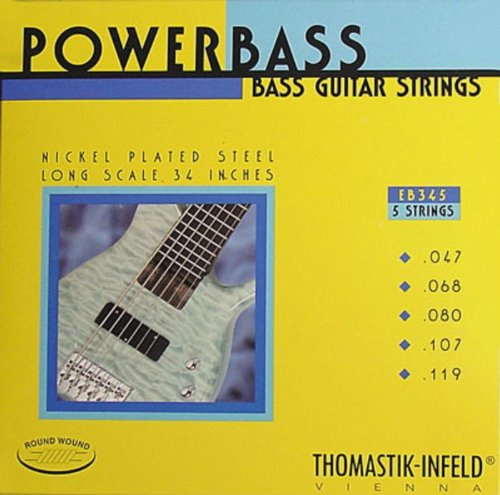 Thomastik Cordes Guitare électriques Power Bass Magnecore Round Wound Hexcore Jeu EB345 5-string roundwound long scale 34