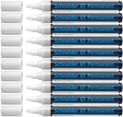 Schneider Maxx 270 Permanentmarker (Rundspitze, Spitze austauschbar, 1 - 3 mm) 10er Packung weiß