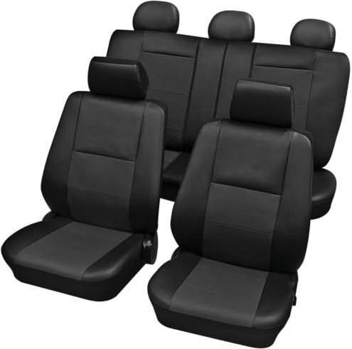 PETEX Auto Sitzbezüge Universal Komplett Set 15-teilig - Elba anthrazit, Eco Class mit SAB 2 Vario Plus