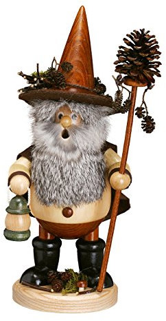 Drechselwerkstatt Uhlig DWU | Handgefertigtes Räuchermännchen | Traditionelles Kunsthandwerk | Weihnachtsdeko Wichtel | 25 cm | Zapfensammler natur