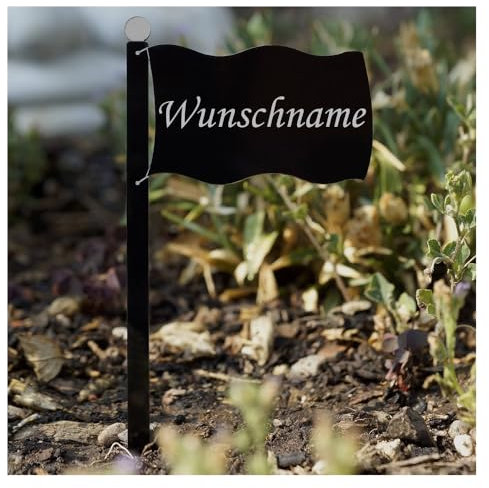 Bütic GmbH Acrylglas Pflanzschilder Fahne schwarz - Auswahl + Wunschname - Gartenstecker, Kräuterschilder, Pflanzenstecker, Pflanzenname:Gladiolen