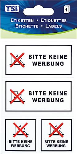 TSI Hinweis-Etiketten Bitte keine Werbung, Druck auf Folie, Inhalt: 1 Blatt, Art. Nr. 55304