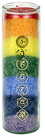 Stearin Chakra Regenbogen Duftkerze in Glas mit ätherischen Ölen Brenndauer 100Stunden in Geschenkbox