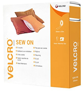 VELCRO Brand | Nastro per cucire in tessuto | Taglia su misura, robusto hook & loop, nastro adesivo autoadesivo | Nero | 20mm x 25m