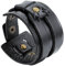 JewelryWe Schmuck Herren Damen Armband, Breit Leder Armreif, Echtleder, Druckknopf, Schwarz