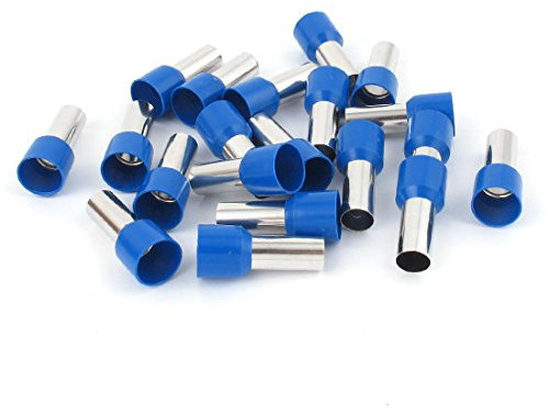 sourcing map 20pcs 25mm2 bornes à sertir isolées Embout de Câble Embout de Câblage Cosse à Sertir électrique Fil Sertissage Borne Connecteur Terminal Virole Bleu E25-16 4 AWG