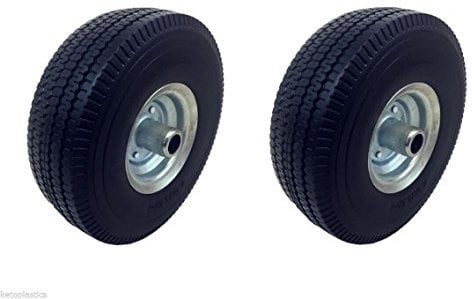 Pack Of 2 x Off Set Galvanised PU Sit On Lawn Mower Wheel Puncture Proof 4.10/3.50-4