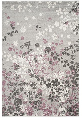 SAFAVIEH Adirondack Collection Accent Rug - 3' x 5', Light Grey & Purple, Floral Design, Non-Shedding & Easy Care, Ideal for High Traffic Areas in Entryway, Living Room, Bedroom (ADR115M)