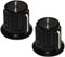 Aerzetix 2 Potentiometer Knöpfe für glatte 6.35mm Ø20x17mm Achse. Farbe: Schwarz / Silber