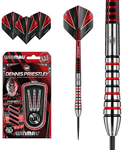 Winmau Dennis Priestley 90% Tungsten Darts Dartpfeile (Wolframlegierung, 23 g) Silbern
