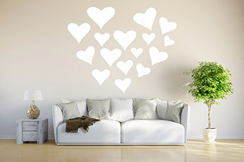 WANDTATTOO/Wandsticker weiß w047 Herzchen Herzen 120x98 cm
