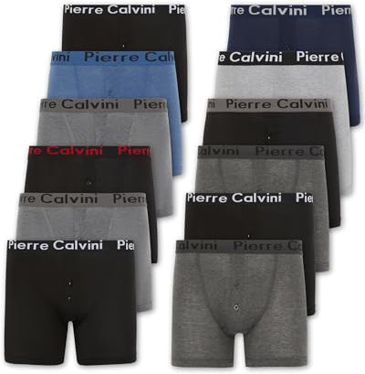 Boxers Pierre Calvini (lot de 6/12) pour homme avec ceinture élastique | Boxers à braguette boutonnée pour homme au design stretch, Sous-vêtements respirants pour hommes adaptés à toutes les occasions