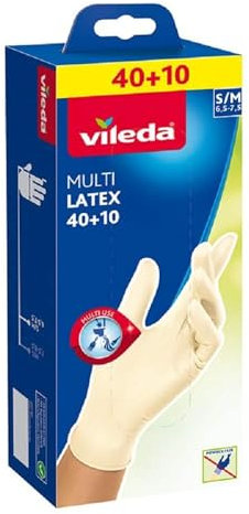 Vileda Einweg-Multi-Latex-Handschuhe, klein/mittel, Packung mit 50 Stück