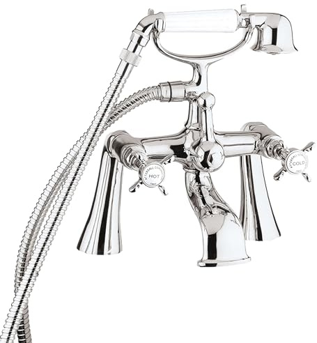 Deva Traditional Coronation Bath Shower Mixer Tap in Chrome 3/4 UK BSP with Single Mode Shower Handset - Wall Or Deck Mounted – Bathroom Filler Tap - 12 Year Warranty - CR23