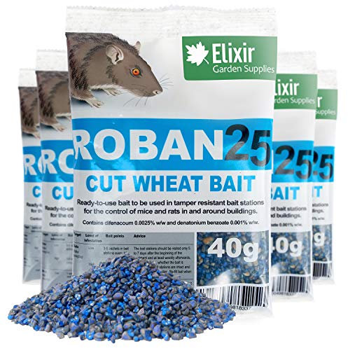 Elixir Roban25 Cut Wheat Grain Mouse & Rat Poison Poisoning/Bait | 40g Sachets x 10