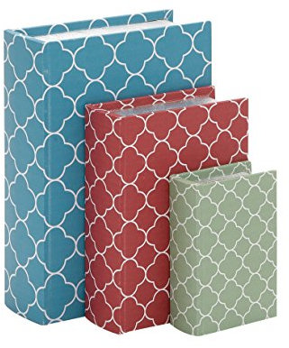 Deco 79 Buchbox, Holz, Vinyl, 30,5 cm, 22,9 cm, 17,8 cm, 41061, mehrfarbig