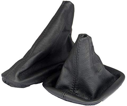L&P A0019 Kit Soufflet de Levier de Vitesses et Frein a Main Cuir veritable compatible avec BMW Serie 3 e46 1998-2006 Noir