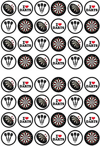 48 VORGESCHNITTENE Darts-Cupcake-Topper, Dart-Thema-Mini-Kuchendekorationen, essbare Darts-Geburtstagsdekorationen Dartscheiben-Kuchenaufsatz Dartscheiben-Kuchenaufsatz Darts-Partydekorationen
