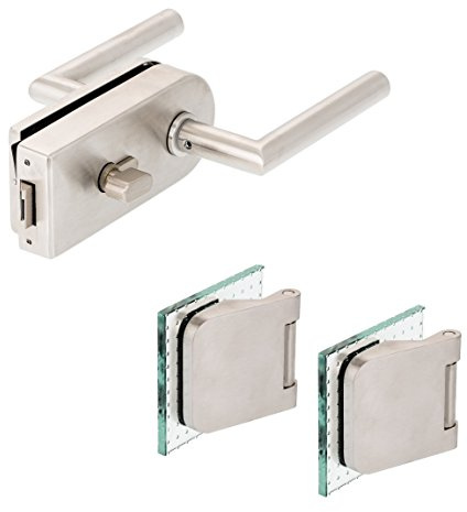 ck-tuerbeschlaege Glastürbeschlag D Set WC | V2A Edelstahl matt | inkl. Officebändern | metallische Innenmechanik (auswärts öffnend)