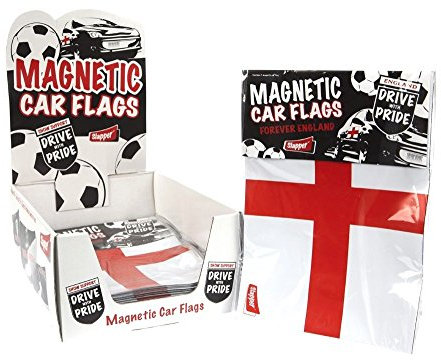 St. George Magnetic Car Flag, 12 cm x 8 cm - White & Red Design Flag - Perfect for Patriots, Festivals & Events (1 Pc.)
