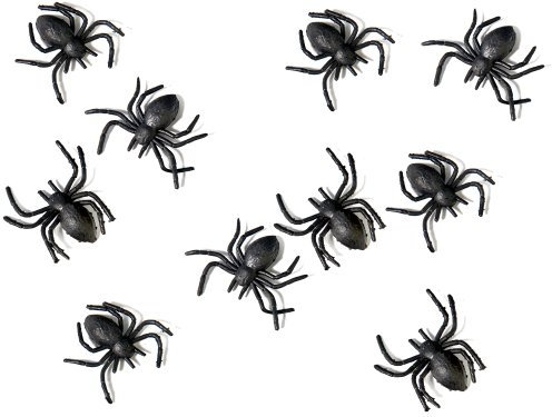 Plastik Spinnen schwarz, 3x3 cm, 10 Stück - Halloween Dekoration