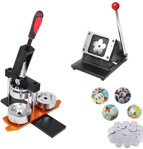 FfiMe Photo Magnet Machine, 50 * 50 mm Button Badge Maker, DIY Fridge Magnets Pin Maker Machine with 1000Pcs Components, For Advertising Gift Making Machine