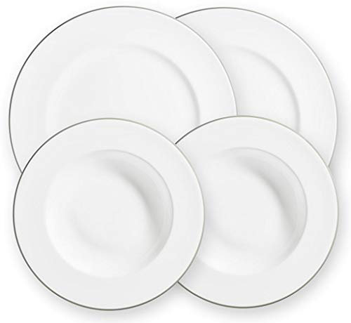 GMUNDNER KERAMIK Dinner for two Gourmet Geschirrset Grauer Rand Geschirr, handgemacht in Österreich