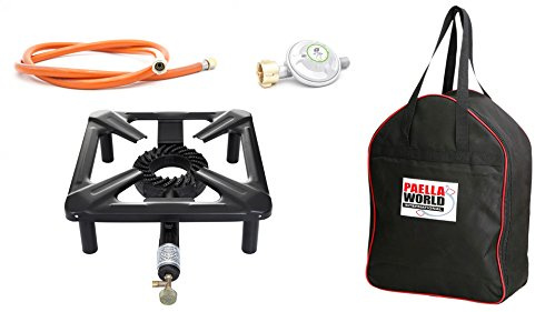 Réchaud avec 8,5 kW Puissance, dimensions 30 x 30 x 15 CM AVEC HOUSSE et 50 mbar Kit de raccordement gaz