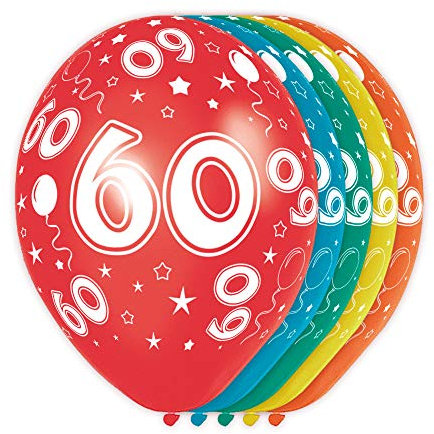 Folat - Luftballons Zahl 60-5 Stück heliumgeeignet Allover Print