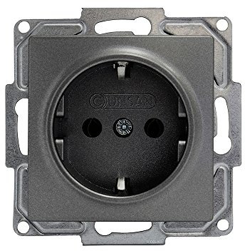 Gunsan Visage 1-fach Steckdose Unterputz Dunkelsilber, 1281700252115, 250V, 16A, Steckklemmen-System, Einsatz ohne Rahmen