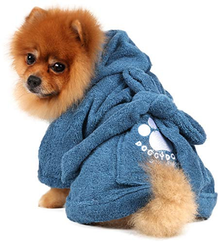 Doggy Dolly DRF019 Bademantel für Hunde, blau, Größe : XL