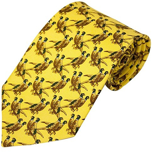 Bisley Pheasants Solid Yellow Silk Tie - Shooting and hunting