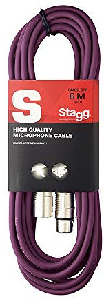 Stagg SMC6 CPP, Cable de micrófono con enchufe XLR a XLR de calidad de 6m, Púrpura