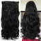 Neverland 22Full-Kopf-Klipp in den Haar-Verlangerungen Ombre Wavy Curly Dip Dye 7Pcs 16 Clips Hair Extensions Hairpiece Natural Black