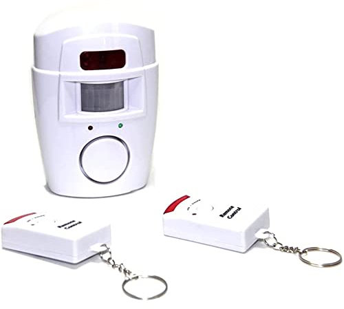 Kit Allarme Wireless con Sensore di Movimento PIR + 2 Telecomandi - Sirena 110 DB - Portata 6m e Campo 110 º. - Sicurezza Interna: Casa, Appartamento, Garage, Abis de Jardin, Roulotte