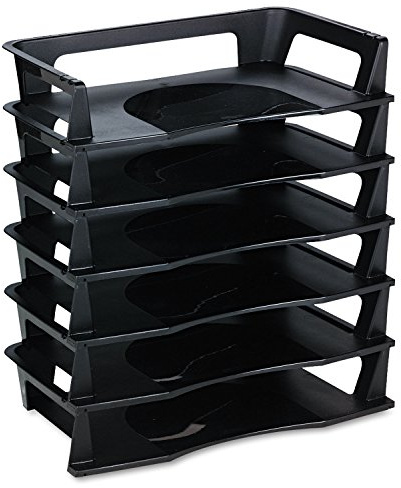 Rubbermaid Regeneration Letter Tray, Six Tier, Plastic, Black (86028)