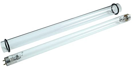 Wacredo UVC Ersatzlampe 15 Watt + Quarzglas für Oase Bitron 15 inkl. 2x Dichtung Komplettset Wasseraufbereitung | Filter | Wasserklärer | Leuchtmittel | UVC Gerät