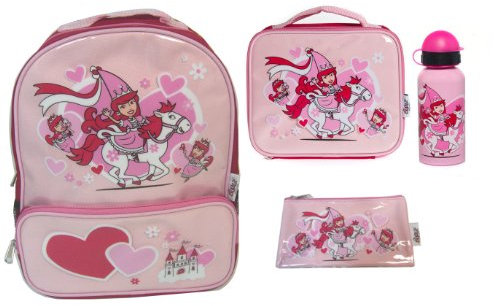 Bugzz Kids Stuff Children's School Bag Set Backpack, Pencil Case, Lunch Bag and Drinks Bottle (Princess)