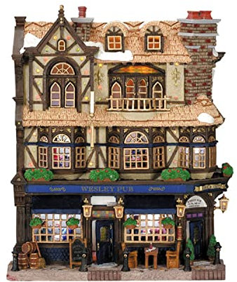 Lemax - Wesley Pub - 21cmx25,30cmx8cm - Beleuchtete Fassade - Batteriefach & 4,5V Anschluss - Polyresin