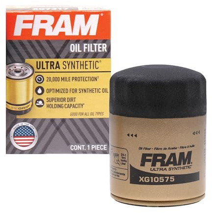FRAM Ultra Synthetic Automotive Replacement Oil Filter, Designed for Synthetic Oil Changes Lasting up to 20k Miles, XG10575 with SureGrip (Pack of 1)