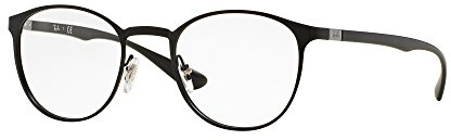 Ray-Ban Unisex RX6355 Round Prescription Eyewear Frames, Matte Black/Demo Lens, 50 mm