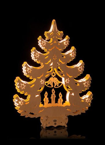 ERM Holzmanufaktur Fichte innenbeleuchtet gross - Glocken mit Kerzen Lichterbaum Lichtertanne Lichterecke Leuchter