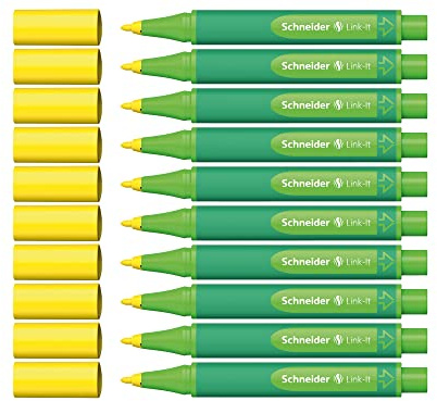 Schneider Link-It Fasermaler (Filzstifte mit 1,0 mm Strichstärke, einfach zusammenstecken und beliebig kombinieren) 10 Stück, Gelb