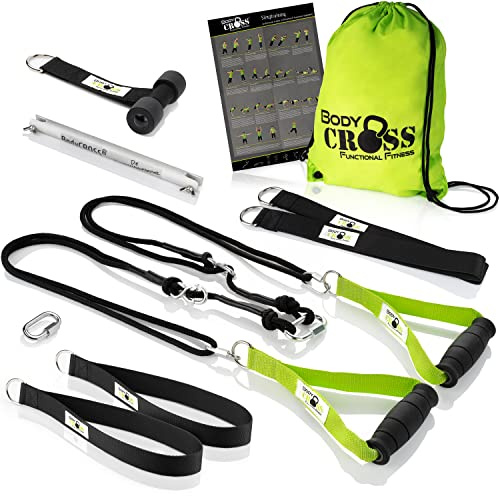 BodyCROSS Premium Schlingentrainer Set – Made in Germany, geprüft & zertifiziert, Slingtrainer für Krafttraining Zuhause & Outdoor