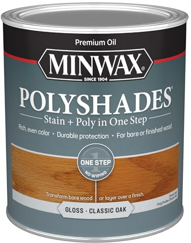 Minwax 61470444 PolyShades Stain & Polyurethane, Quart, Classic Oak