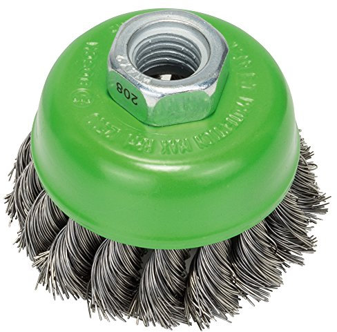 Bosch 1x PRO Stainless Steel Longlife Topfbürste, gezopfter Draht für kleine Winkelschleifer und M14-Gewinde (für Nichteisenmetalle, Stahl, Ø 65 mm, Professional Zubehör Kleiner Winkelschleifer)