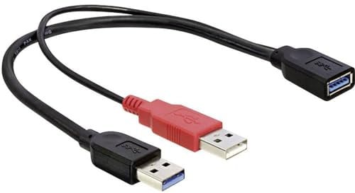 Delock Y-Anschluss USB 2.0 A auf 2x USB 2.0 A Kabel (0,3m), Schwarz/Rot