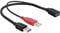 Delock Y-Anschluss USB 2.0 A auf 2x USB 2.0 A Kabel (0,3m), Schwarz/Rot