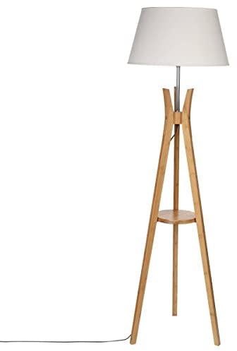 Atmosphera - Lámpara de pie trípode 'Kalo' - bambú y blanco A. 156 cm