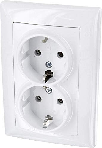 Unterputz Doppel-Steckdose, All-in-One, Serie G1 reinweiß